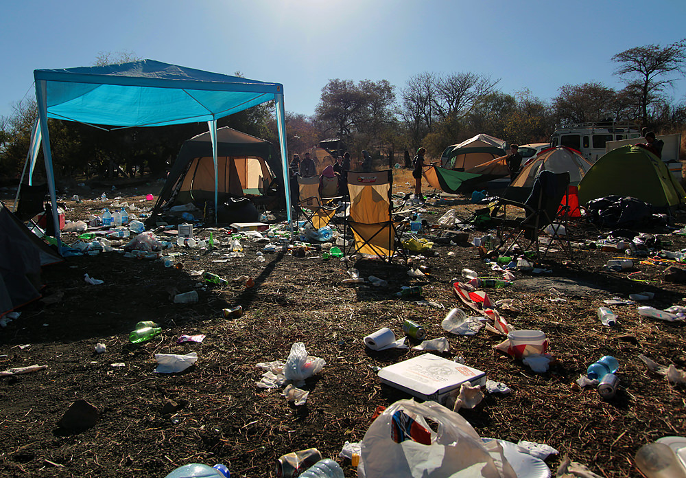 17 aftermath Rubbish at a camp site at OppiKoppi.