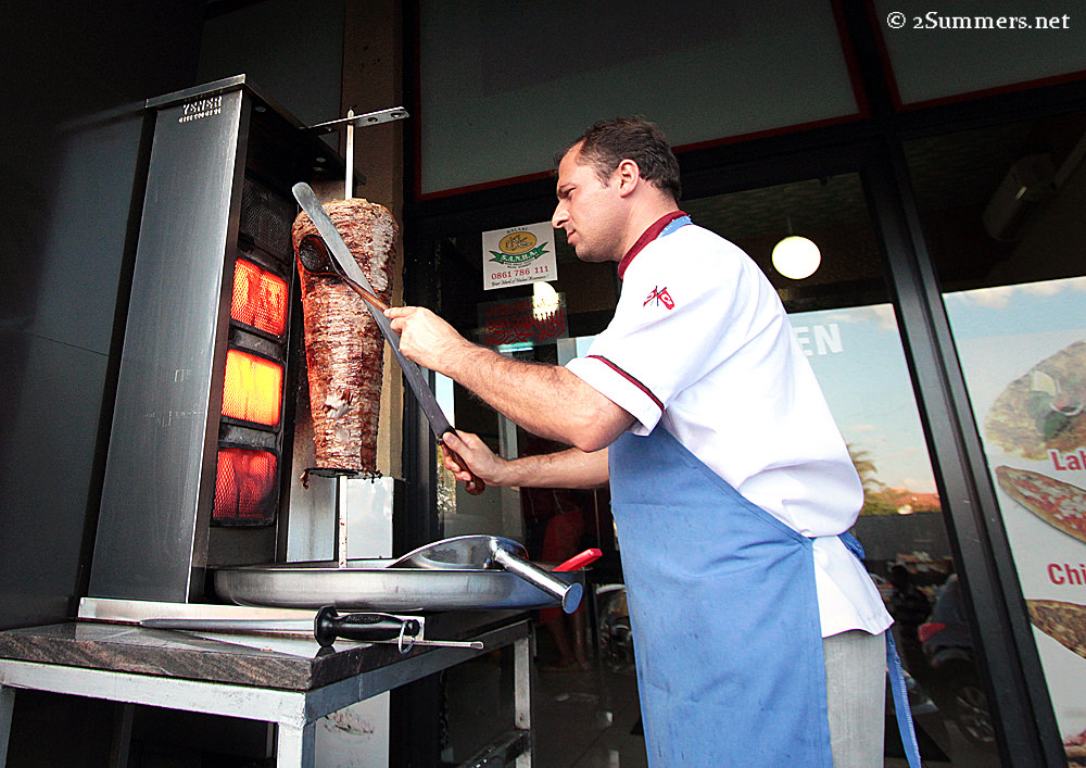 Shawarma spit at Burhan's