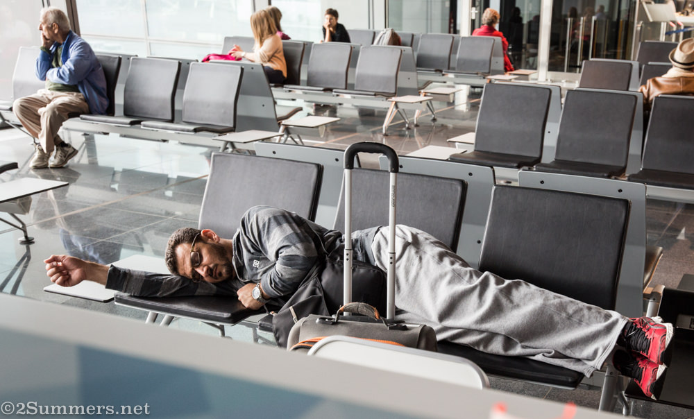 Man sleeping Frankfurt Airport
