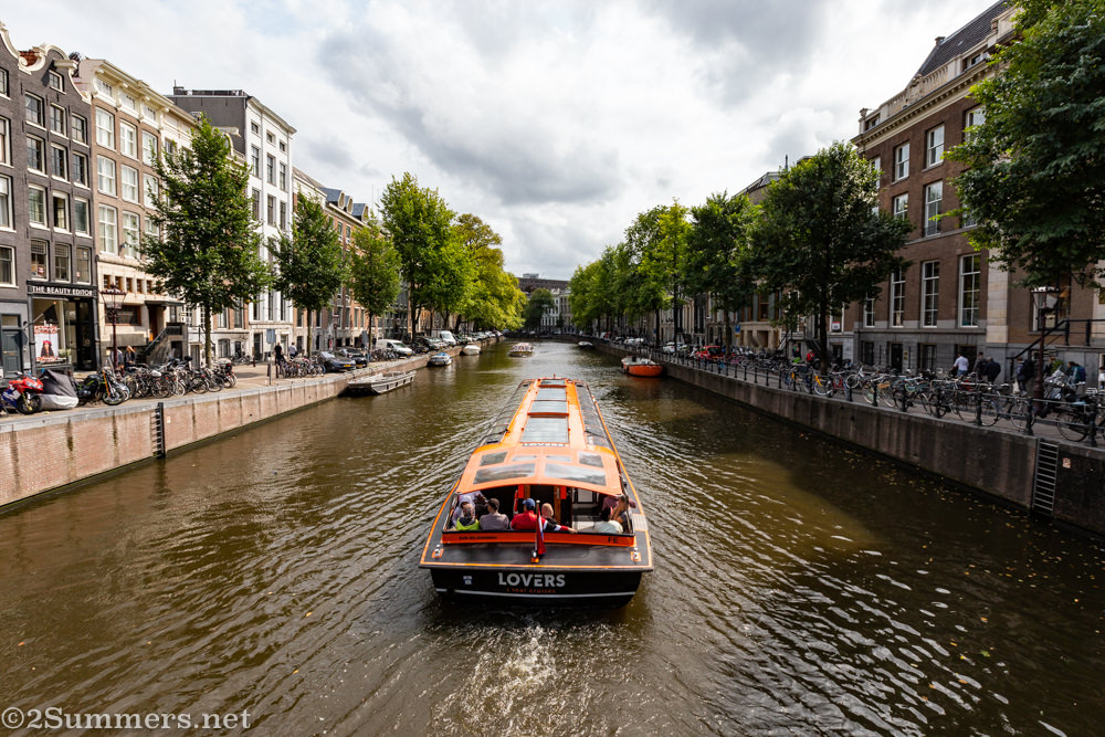 Love boat on an Amsterdam canal