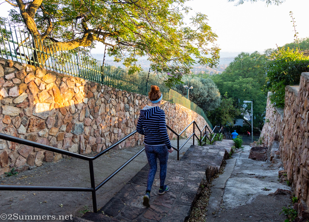 People running down the Westcliff Stairs