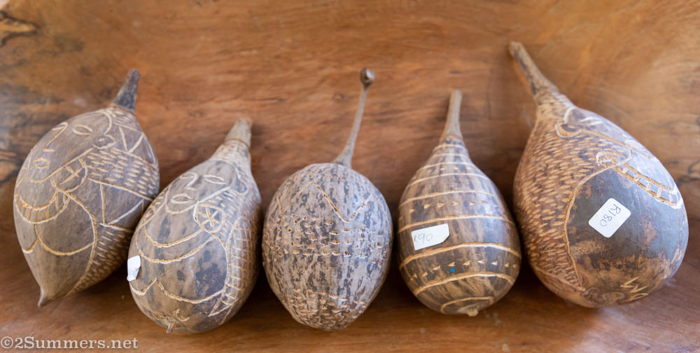 Carved baobab fruits by David Murathi