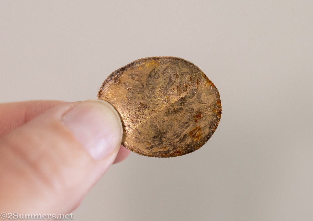 Coin flattened by a train