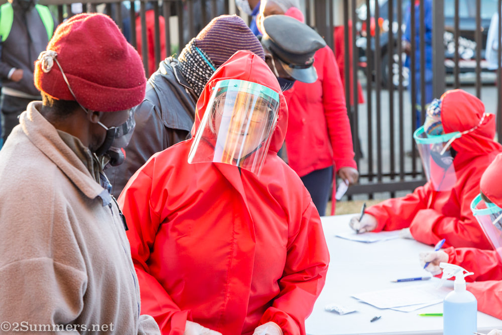 Tanya in a hazmat suit