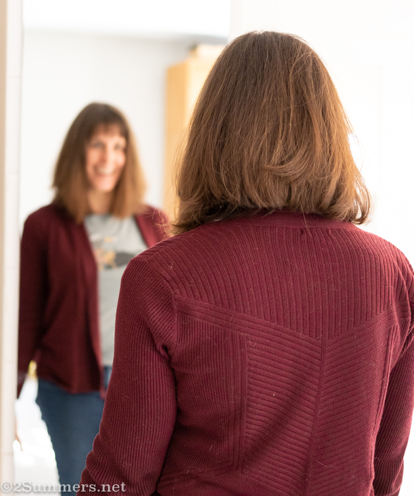 Heather seeing her new hair