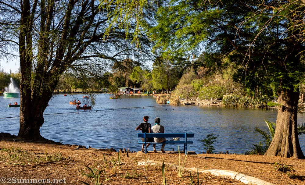 People on bench