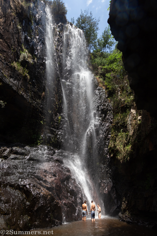 Hanging beneath the Battery Creek Waterfall