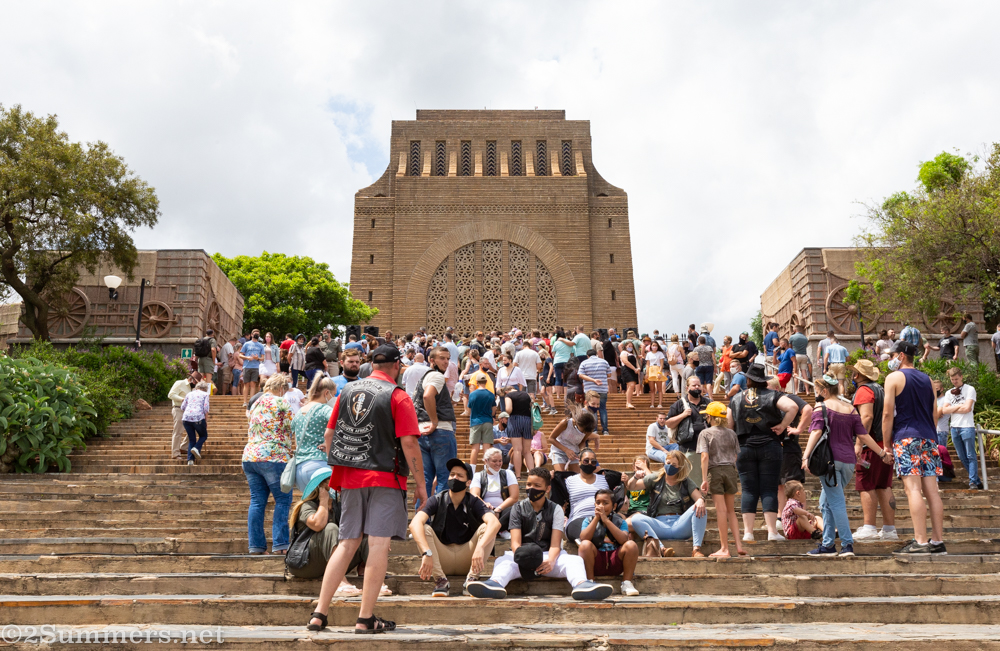 People waiting to get into the Voortrekker Monument on December 16th, 2020.
