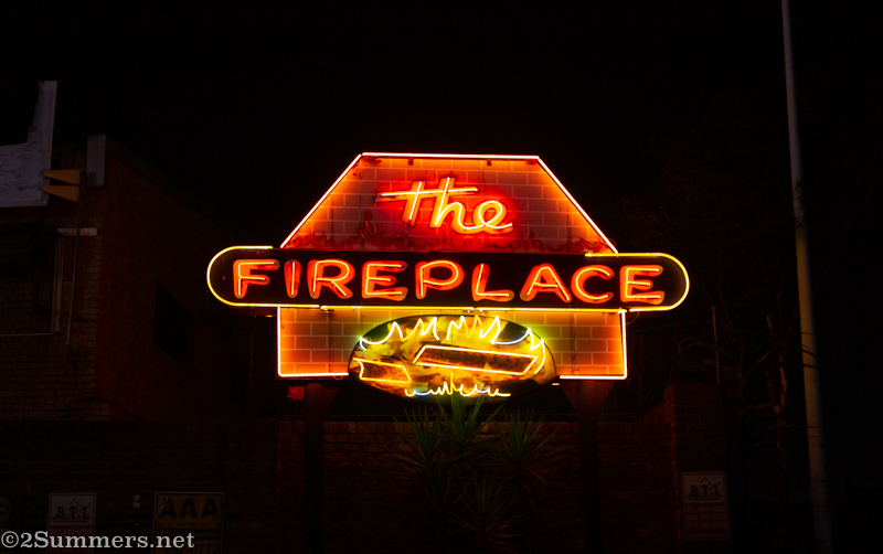 Roadhouse sign at night