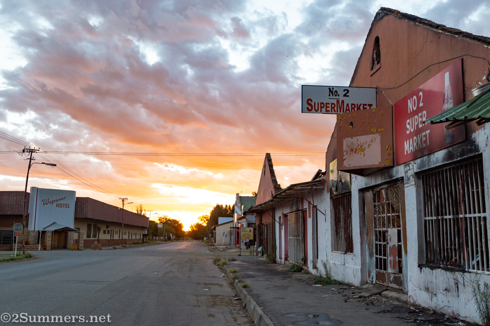 Sunset along the main street