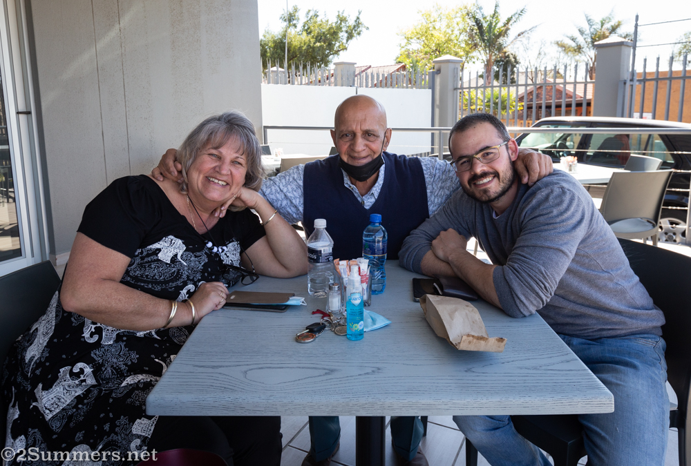 Restaurant owner Jose with two of his customers