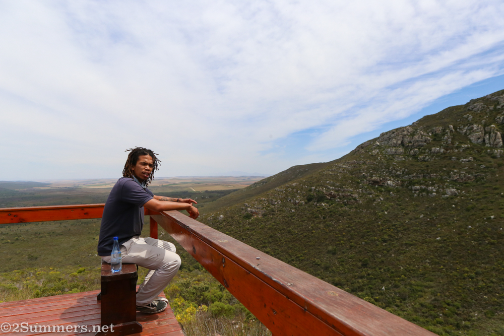 Dillon at the cape vulture viewing point at De Hoop
