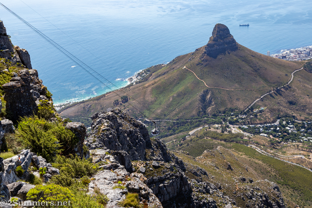 View of cable car from the top of Table Mountain