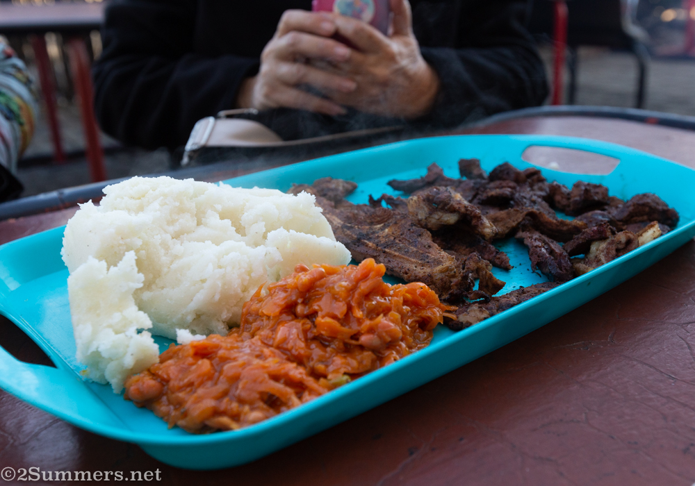 Live and pap with chakalaka from Joe's Butchery