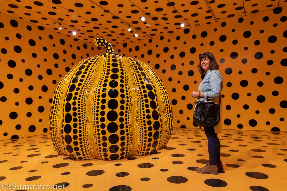 Heather with the Yayoi Kusama pumpkin