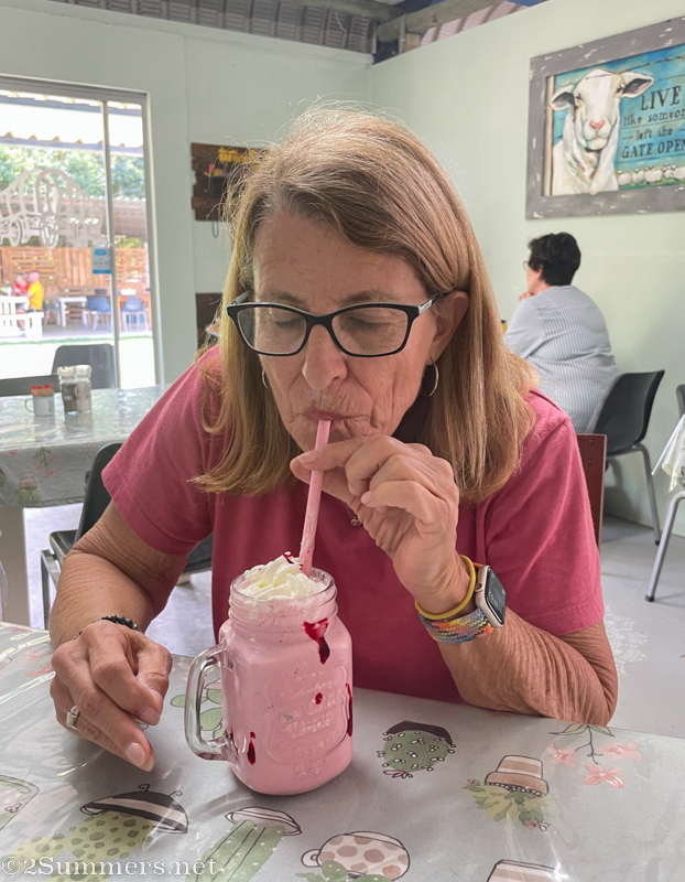 Mom drinking milkshake