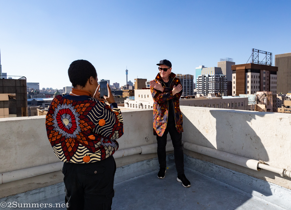 Nonhlanhla taking photos of Thorsten's jacket