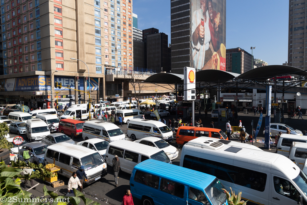 Midday traffic at the Noord Street taxi rank.