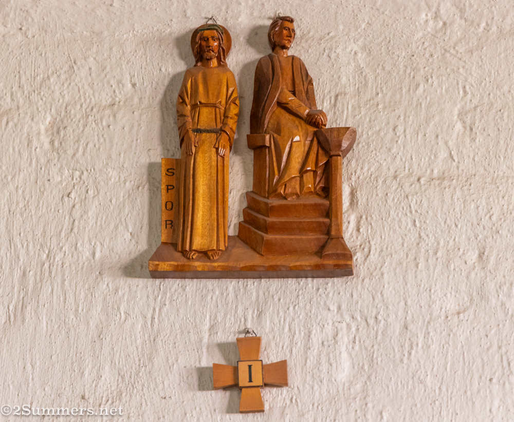 Simple but beautiful Stations of the Cross carvings.