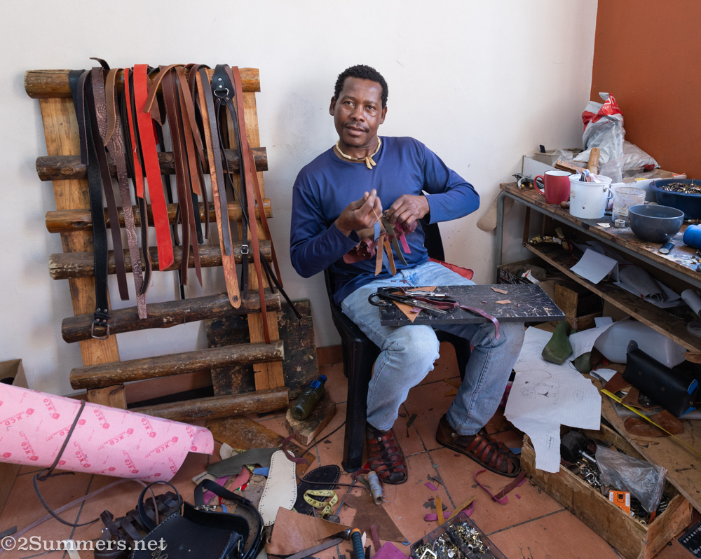 Mbonise, a leather craftsman in downtown Jozi