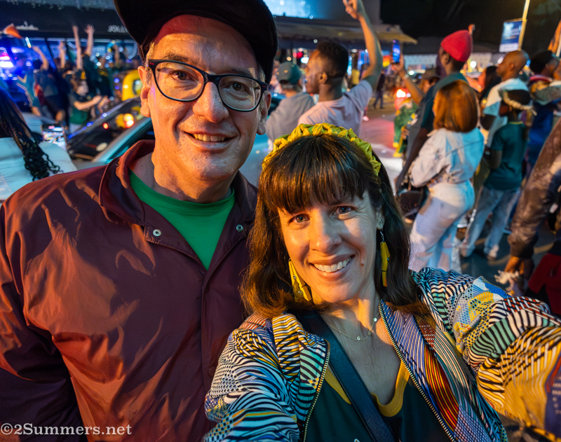 Heather and Thorsten after the rugby