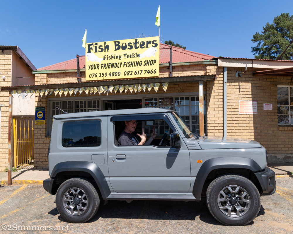 Jimny at the fishing tackle shop