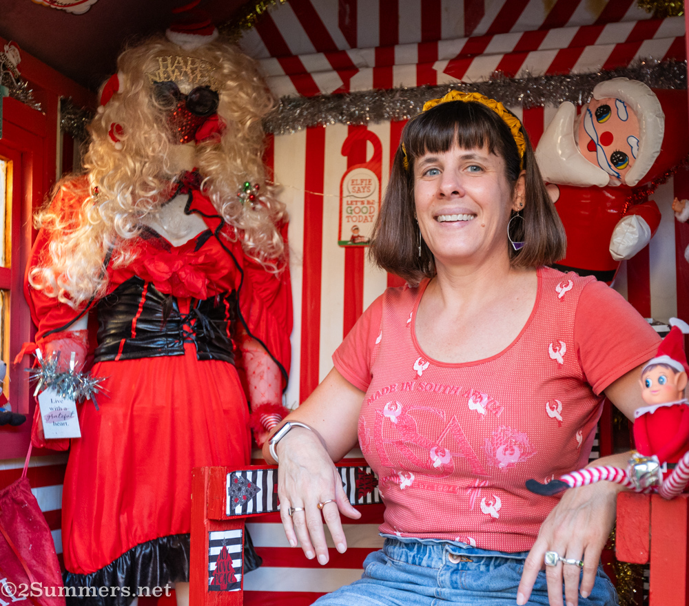 Heather in Mrs. Claus' hut