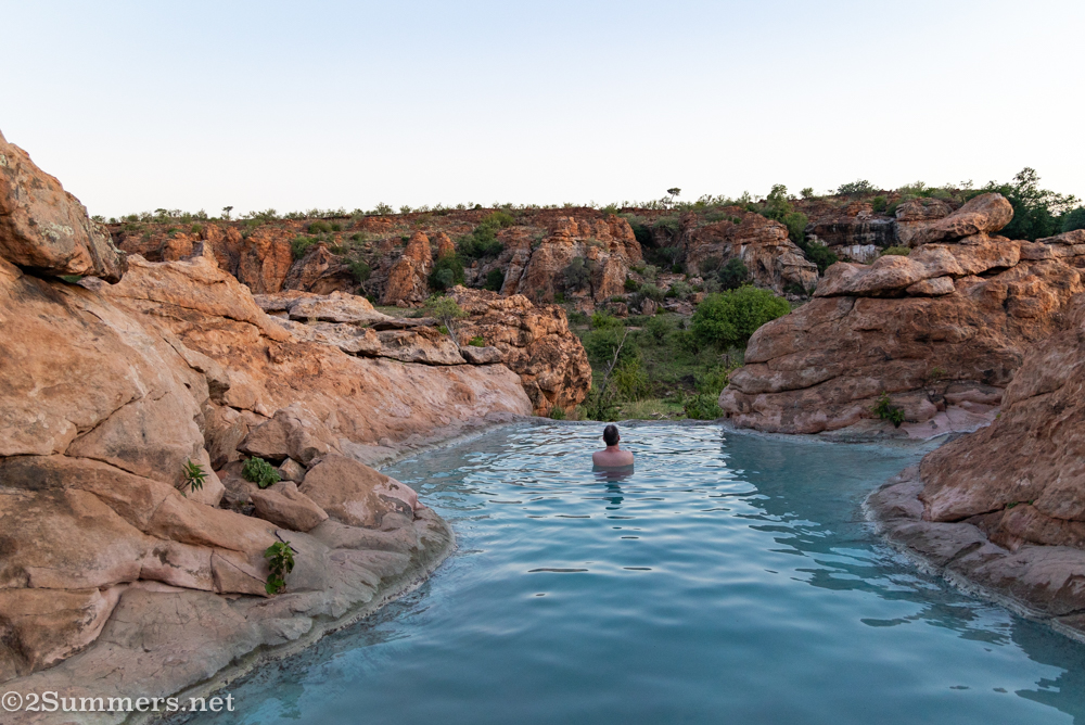 Thorsten in the pool at Leokwe Camp