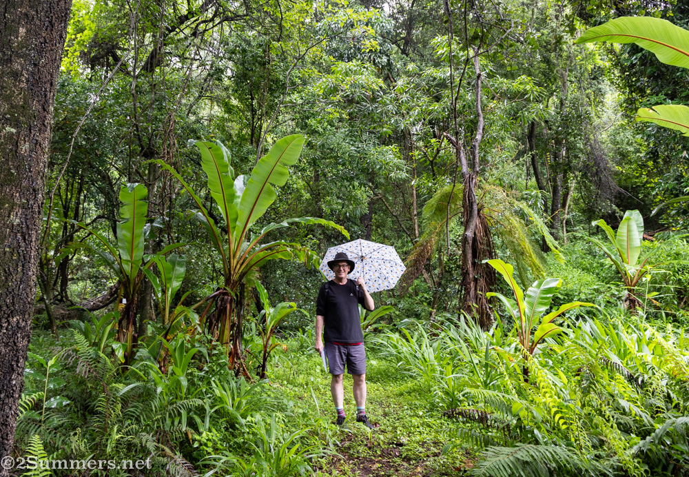 Thorsten equipped for a rainy hike