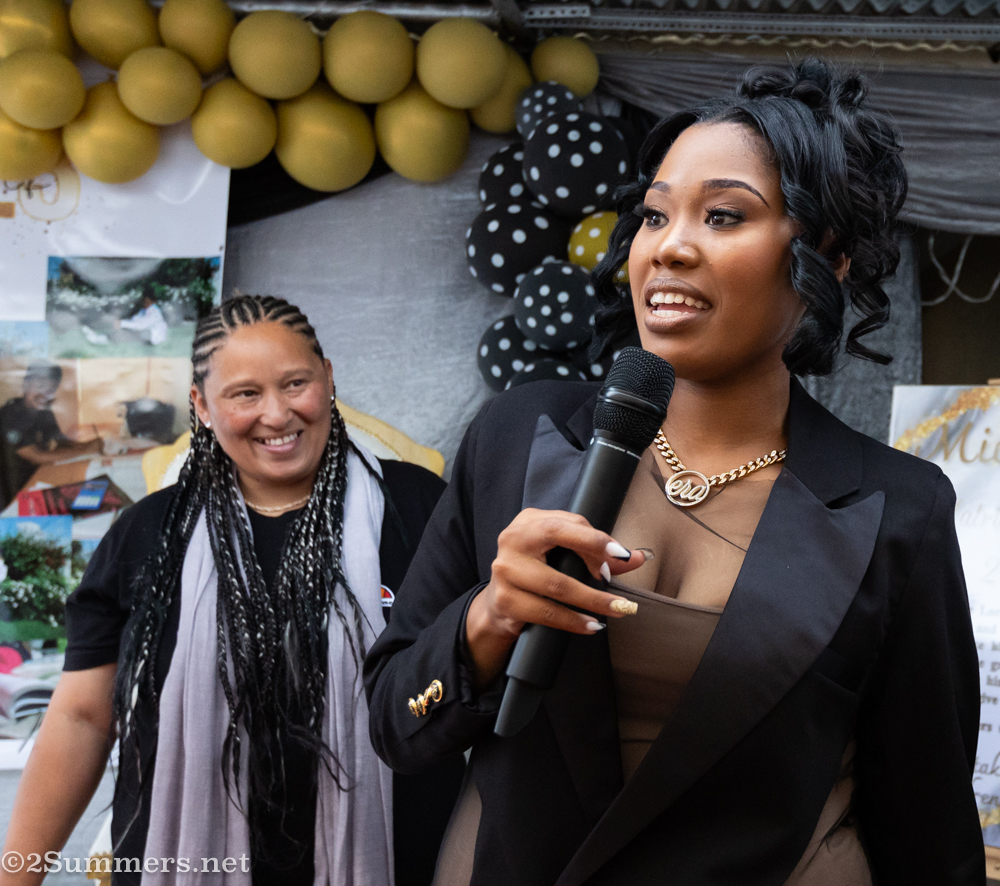 Micayla thanking the guests