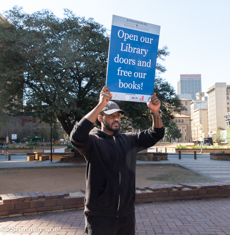 Library protestor