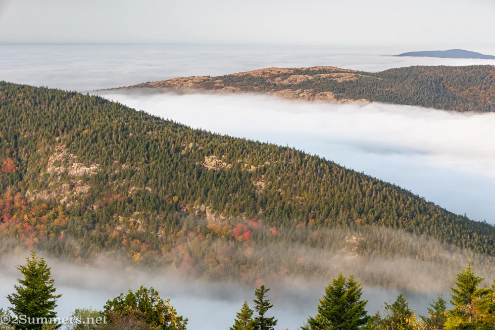 Near the summit of Cadillac Mountain, above the clouds